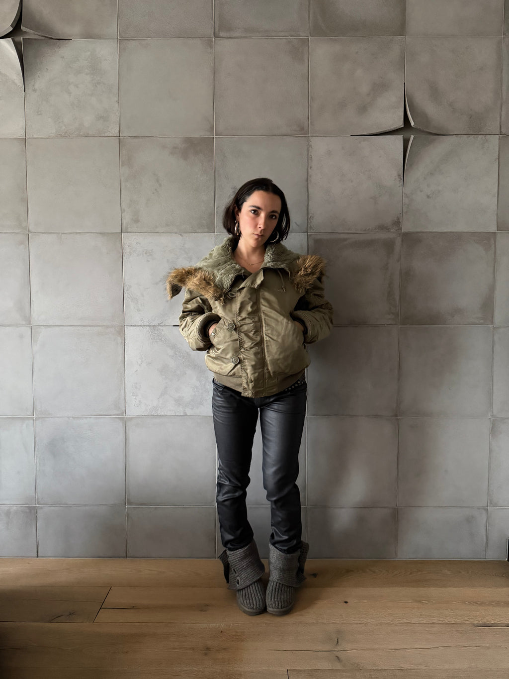 Alpha Industries khaki bomber jacket