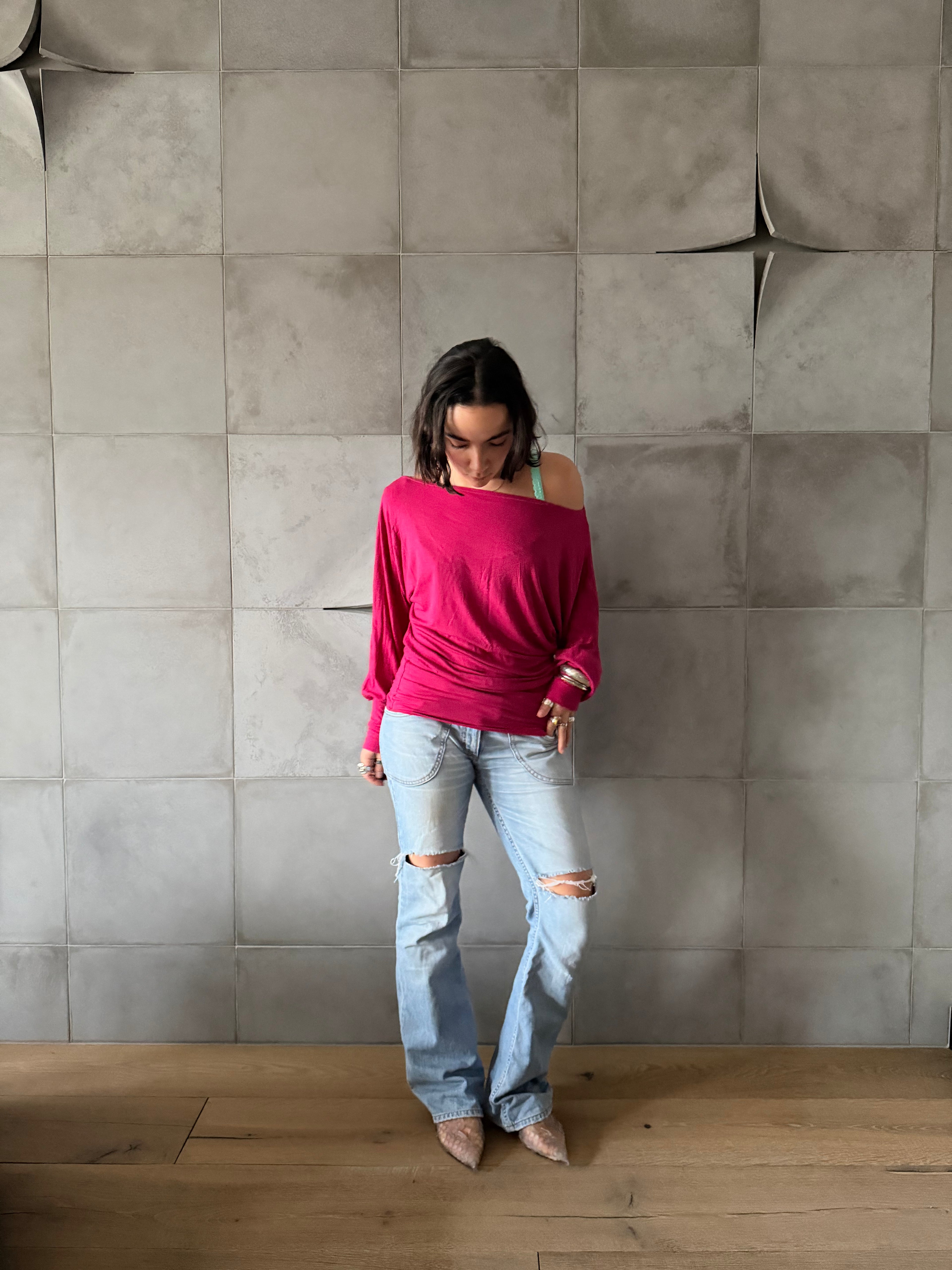 Raspberry pink slouchy top