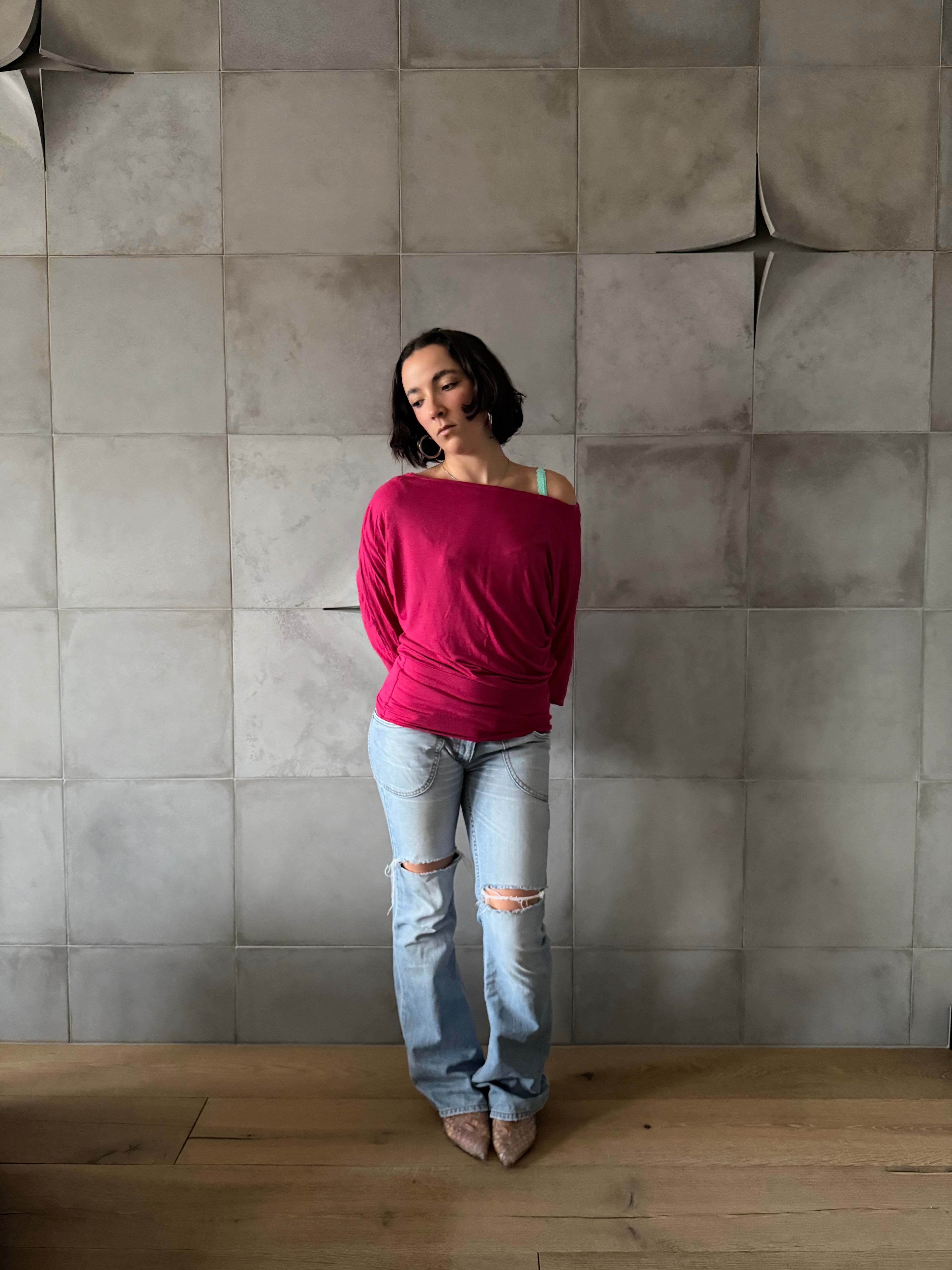 Raspberry pink slouchy top