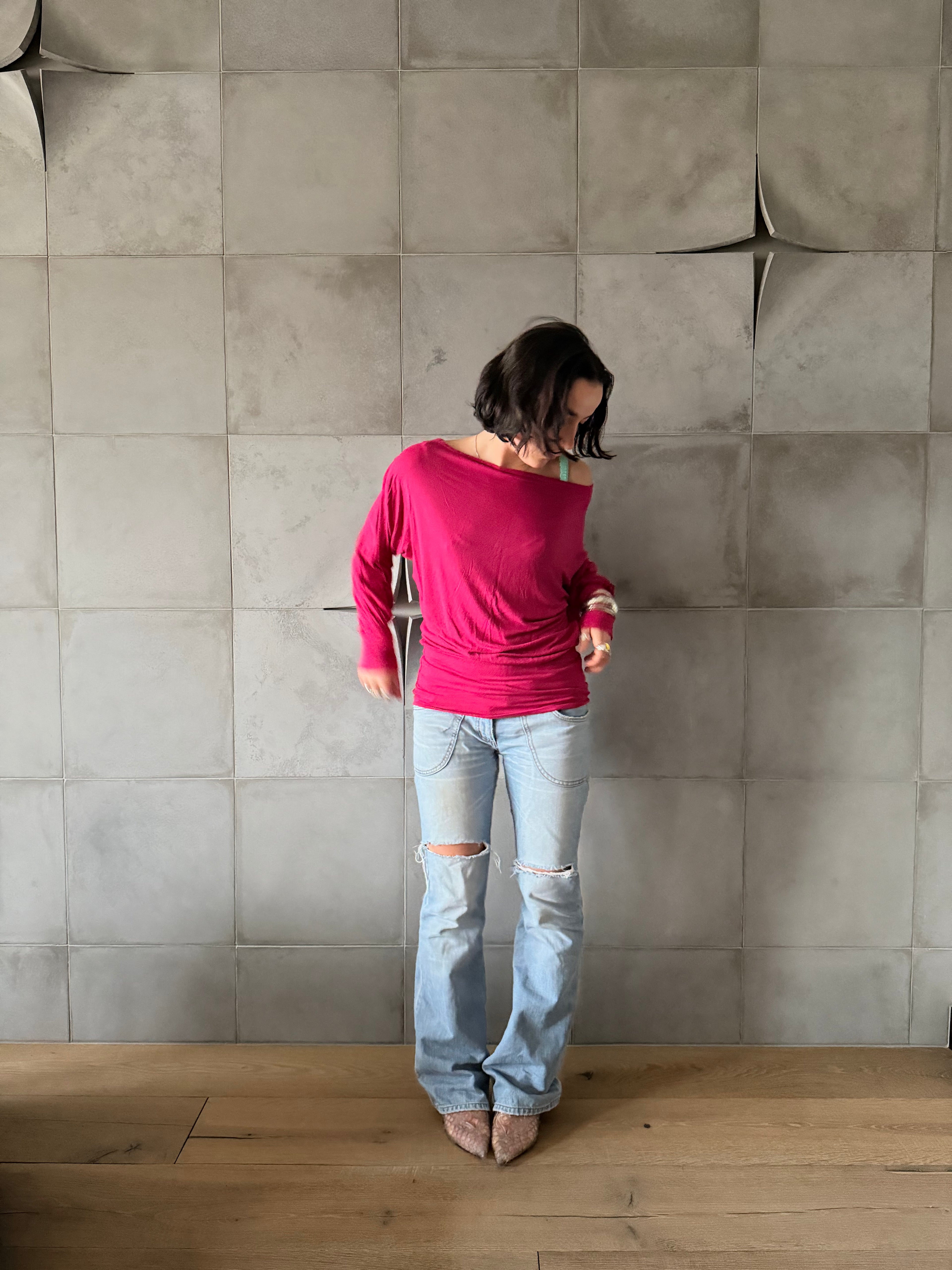 Raspberry pink slouchy top