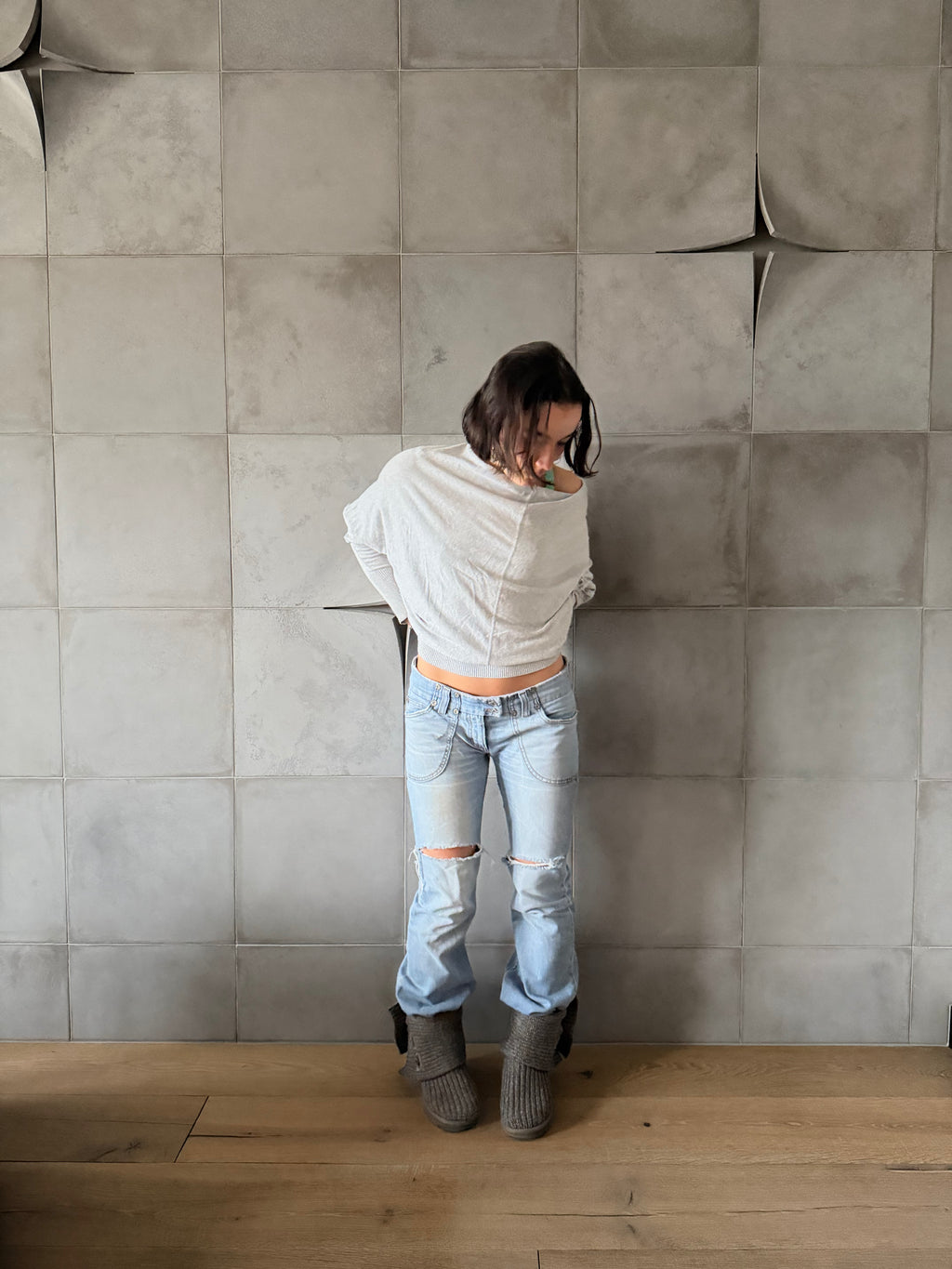 Distressed ripped jeans