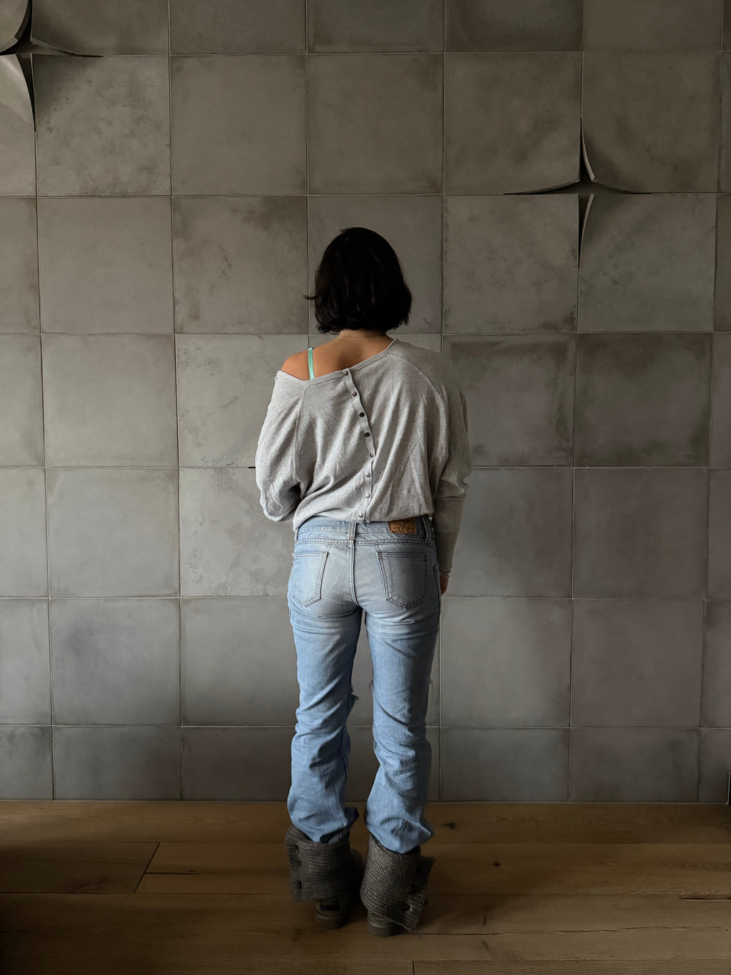 Distressed ripped jeans