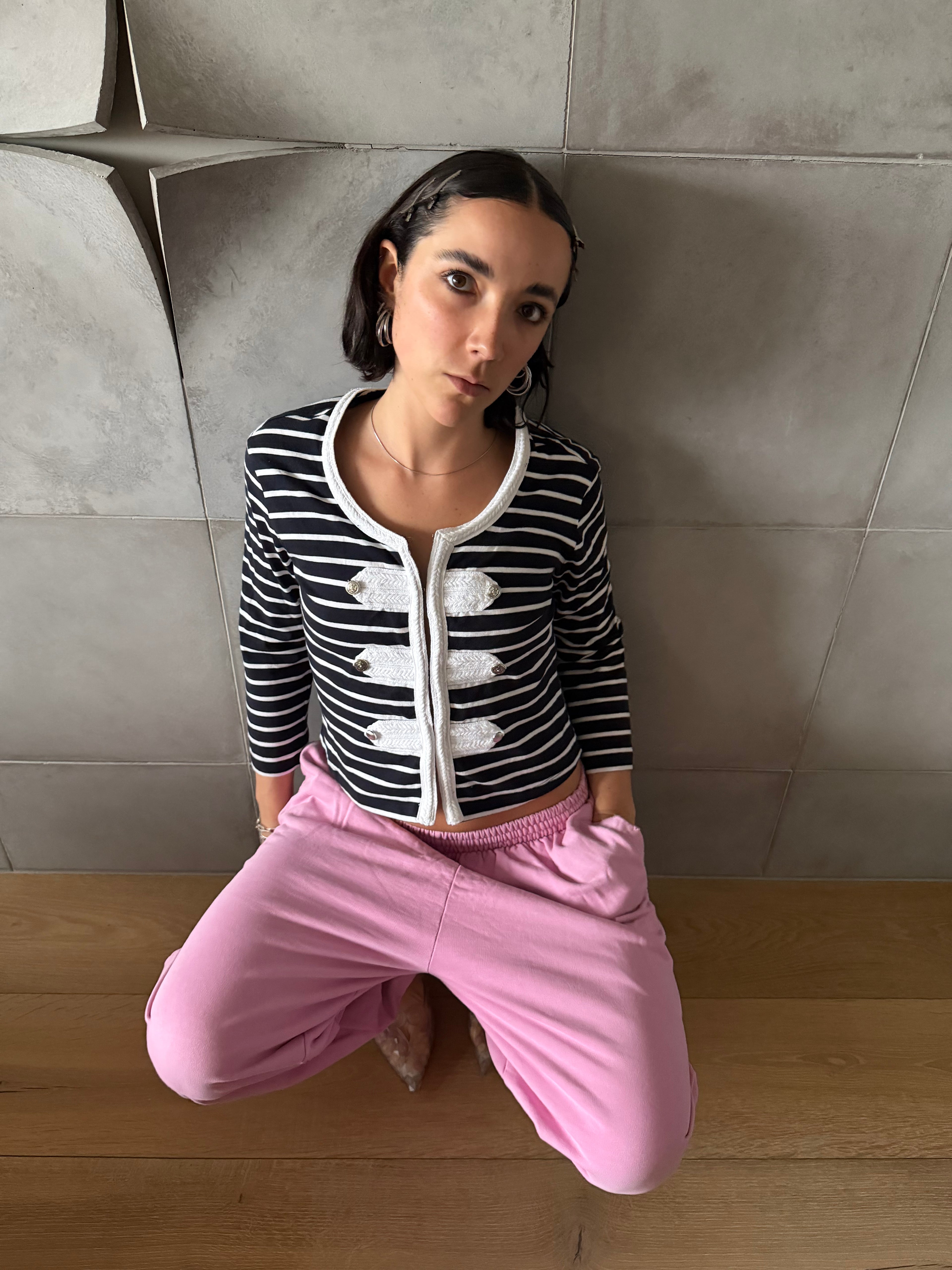 Striped military style cardigan