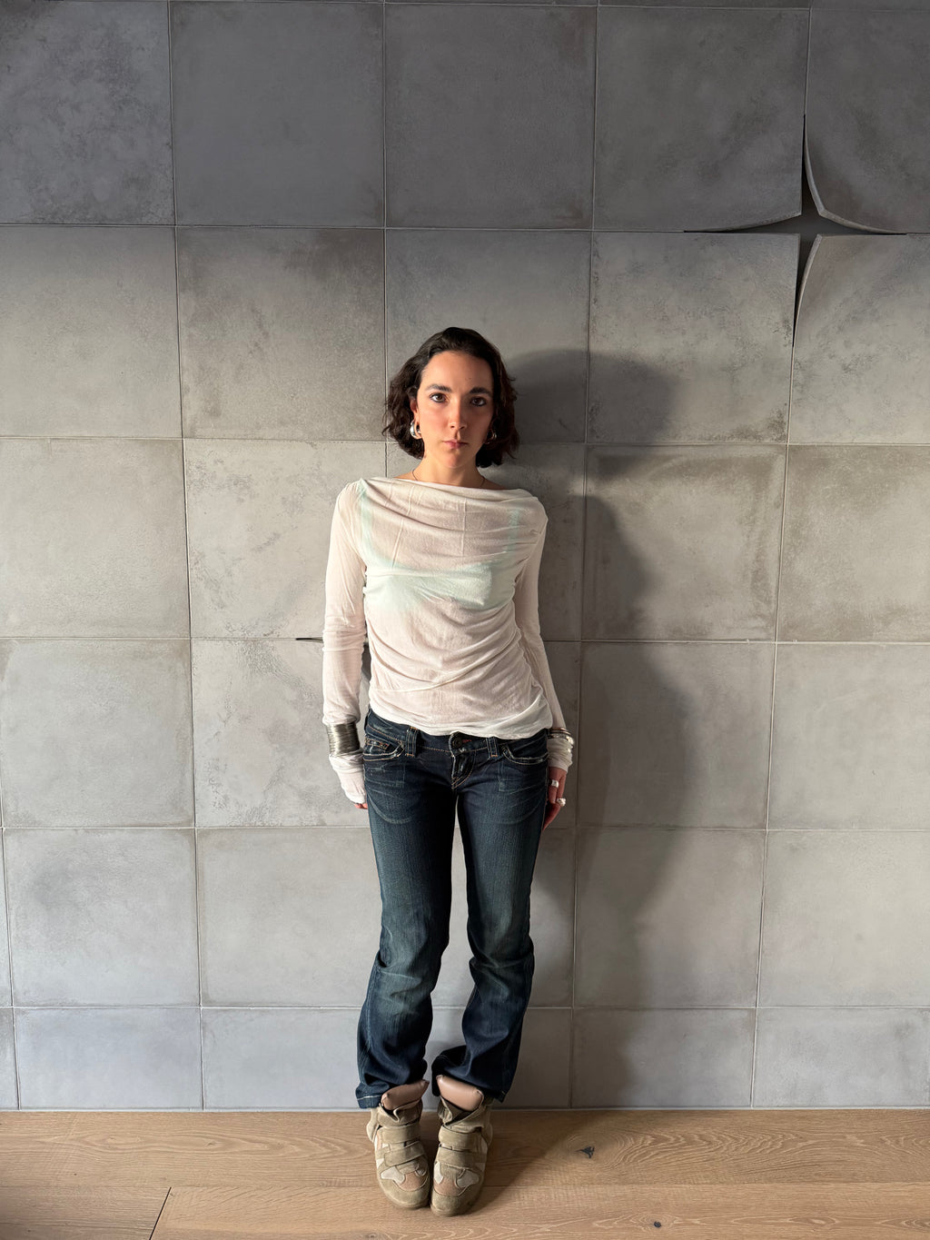 Geel thin cream slouchy top