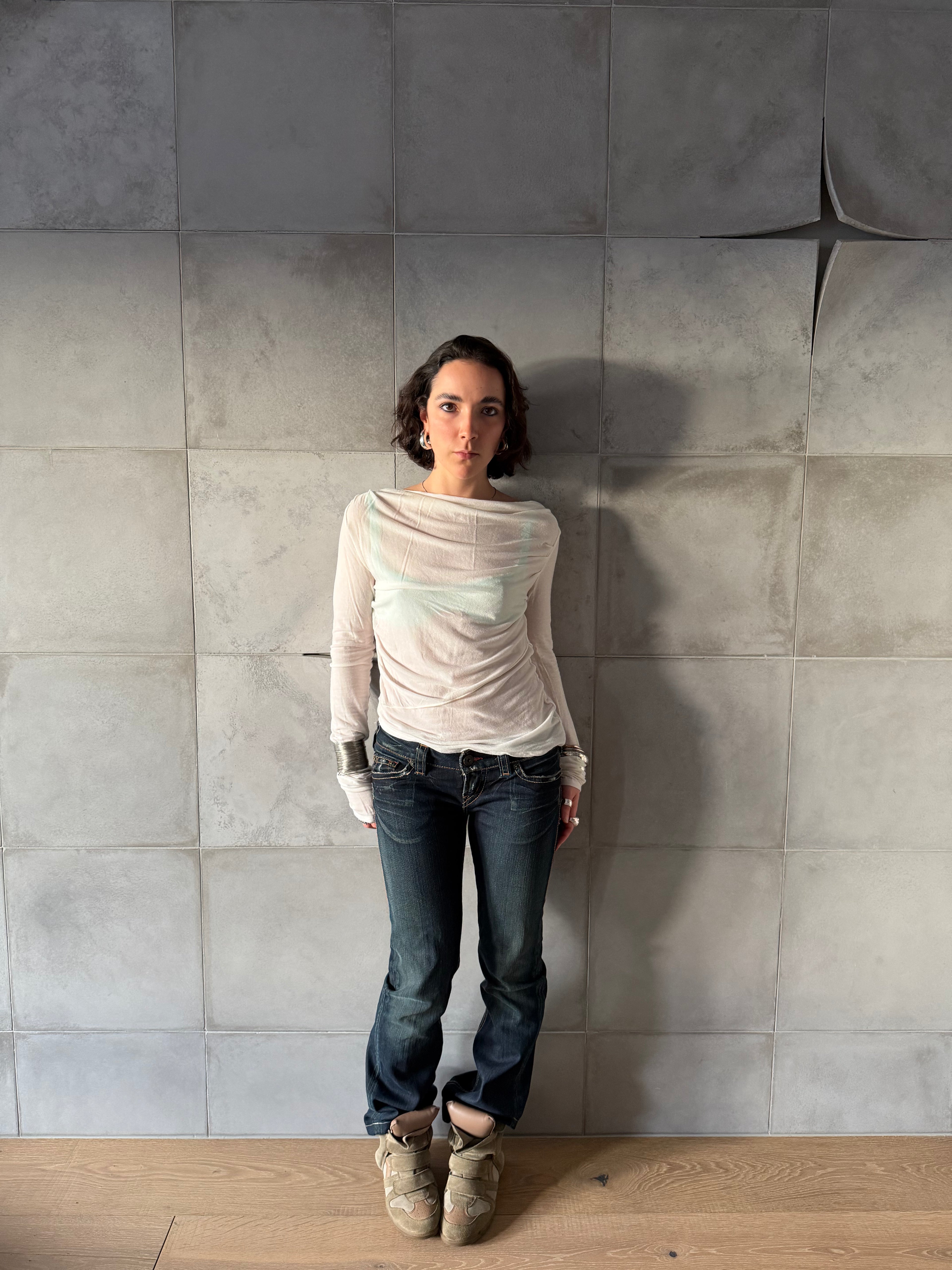 Geel thin cream slouchy top