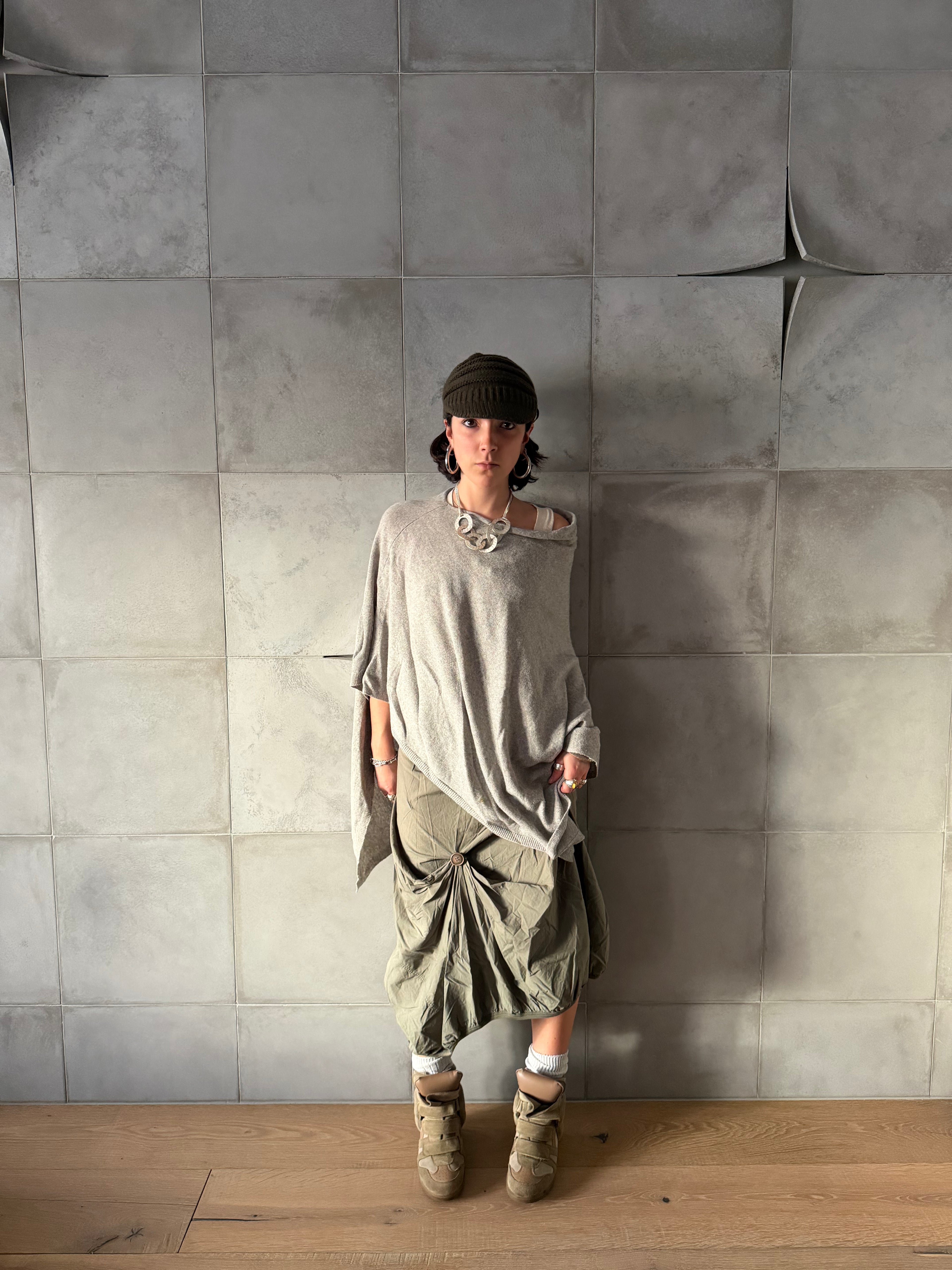 Cashmere blend knit poncho